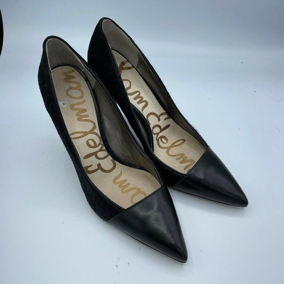 Sam Edelman Calf Hair Desiree Black Slip On Pointed Toe Stiletto Pump Heels 6.5M - Picture 2 of 9